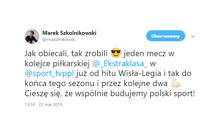 TO JEST INFORMACJA! Od teraz przez 2 sezony JEDEN MECZ Ekstraklasy w TVP